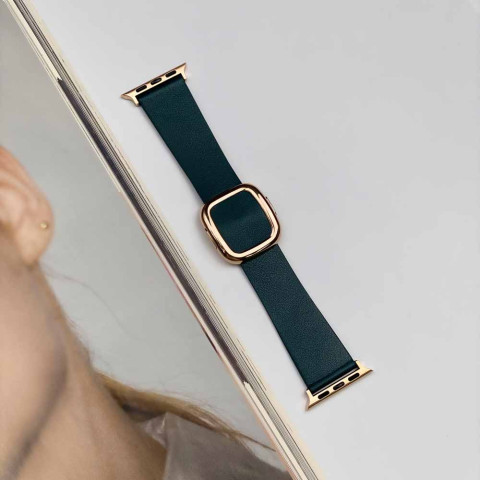 Кожаный ремешок Modern Buckle Leather для Apple Watch 38/40/41mm Gold/Forest green Кожаный ремешок Modern Buckle Leather для Apple Watch 38/40/41mm Gold/Forest green